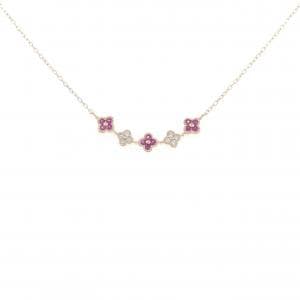 K18PG フラワー ルビー ネックレス 0.19CT