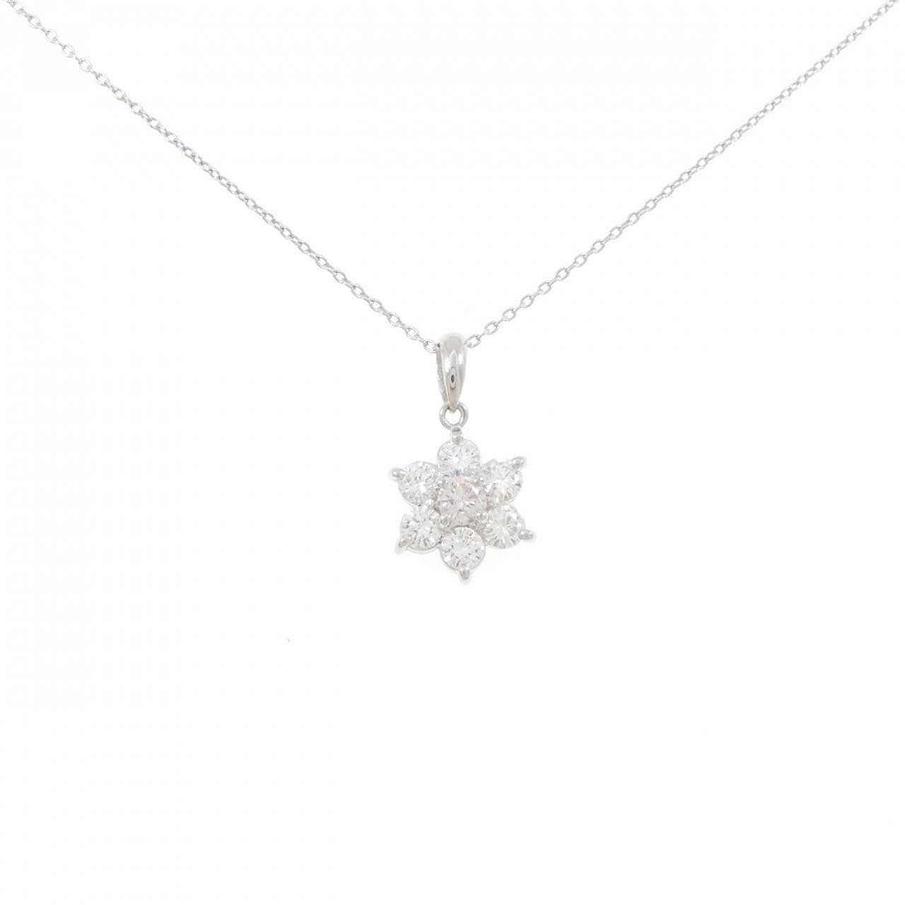 PT900/PT850 フラワー ピンクダイヤモンド ネックレス 0.144CT