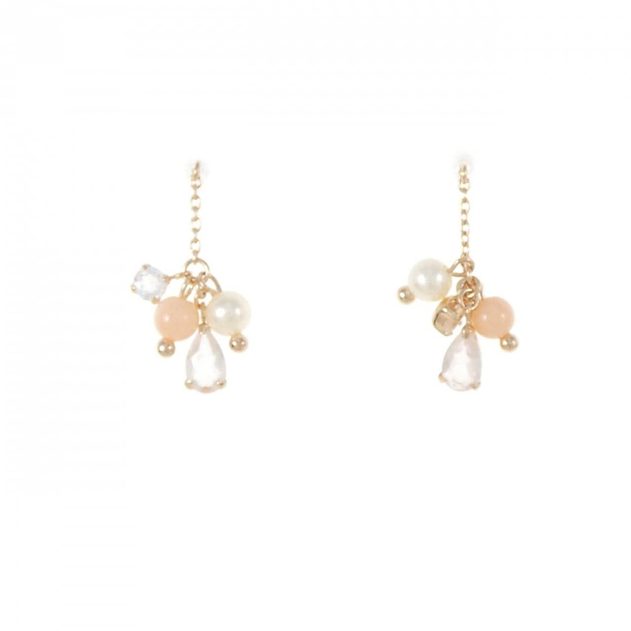 K18PG color stone earrings