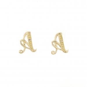 K18YG イニシャルA ダイヤモンド ピアス 0.010CT