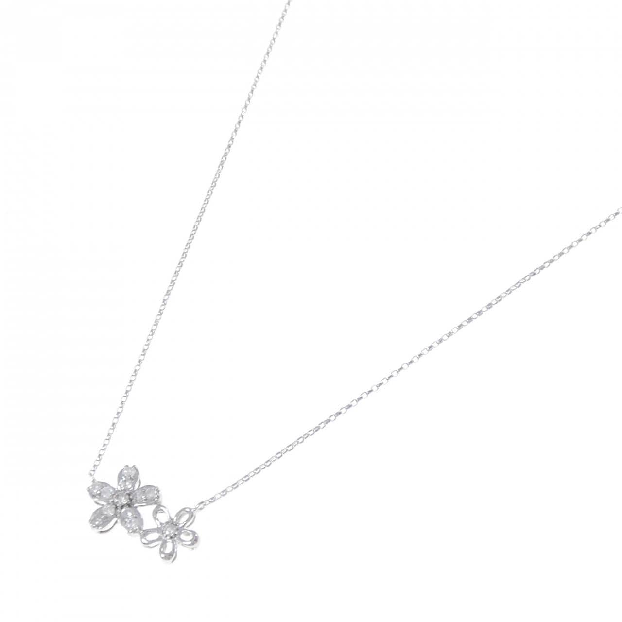 K10WG フラワー ダイヤモンド ネックレス