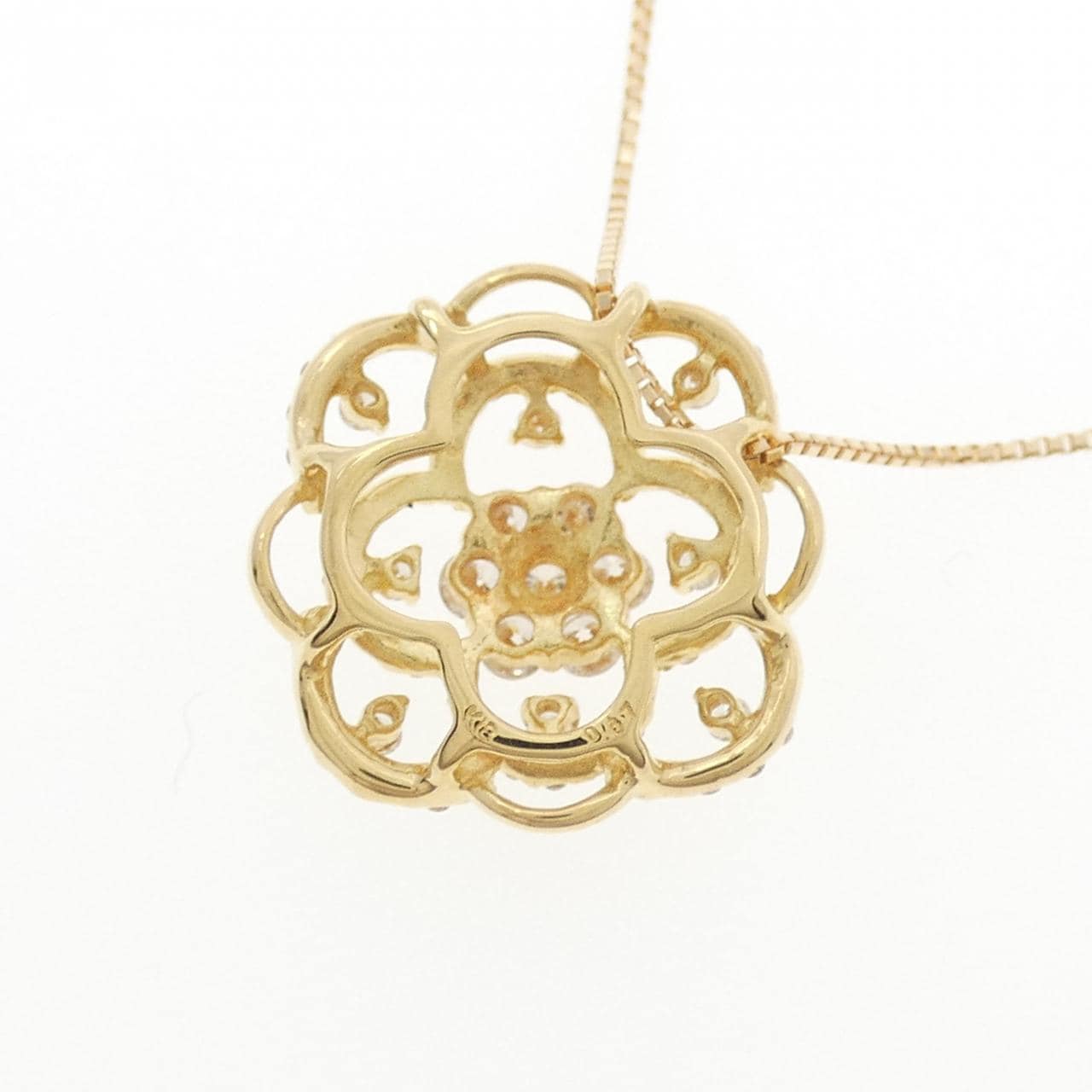 K18YG フラワー ダイヤモンド ネックレス 0.67CT