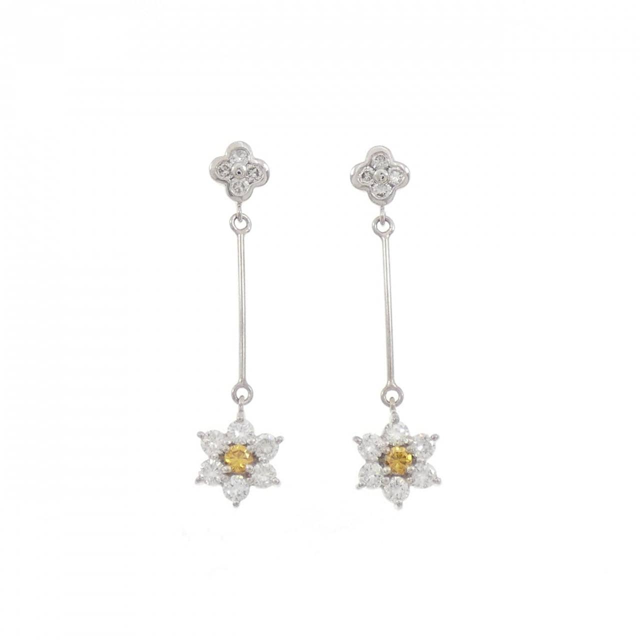 PT900 フラワー ダイヤモンド ピアス 1.20CT