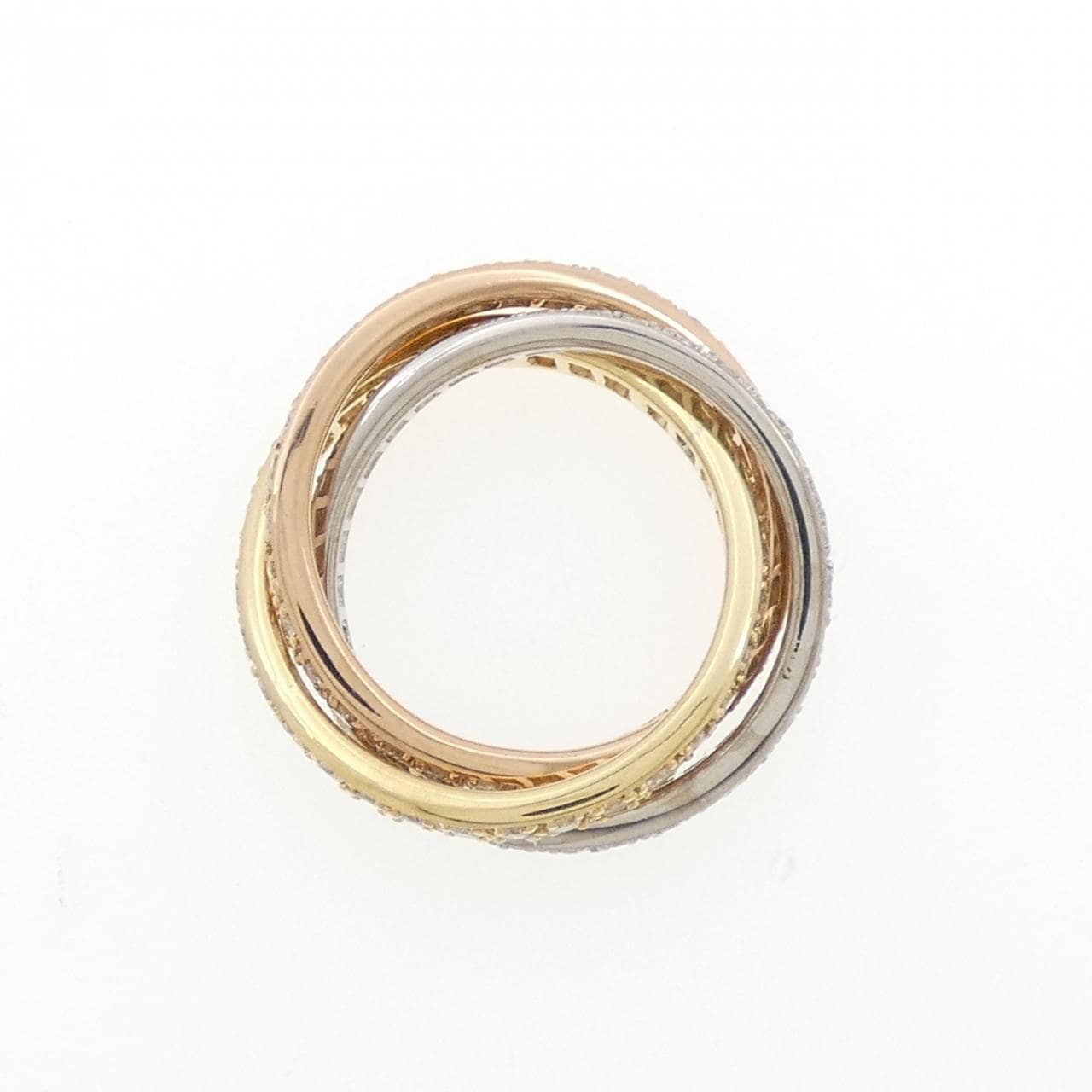 K18スリーカラー フルエタニティ ダイヤモンド リング 1.91CT