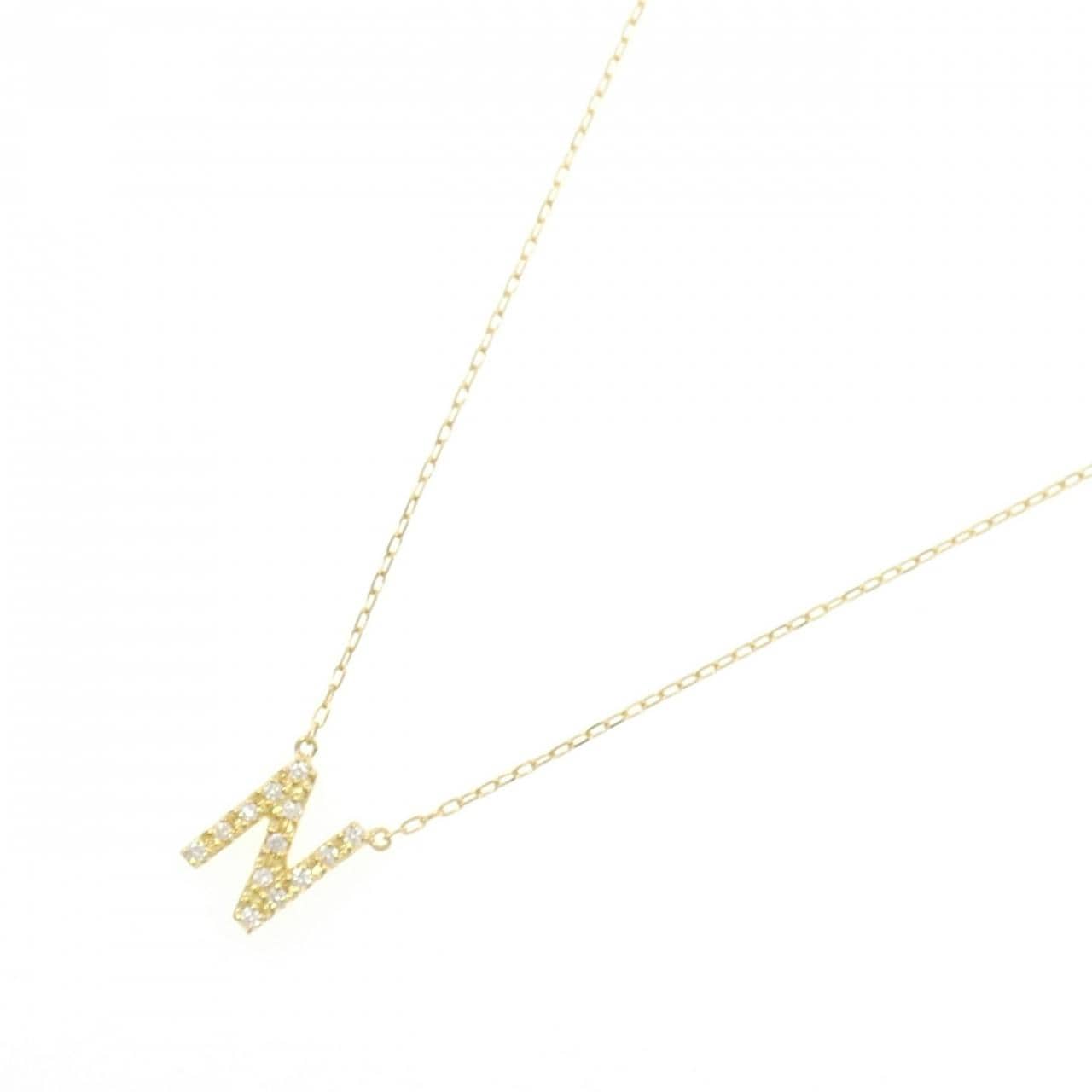 K18YG イニシャルN ダイヤモンド ネックレス 0.12CT