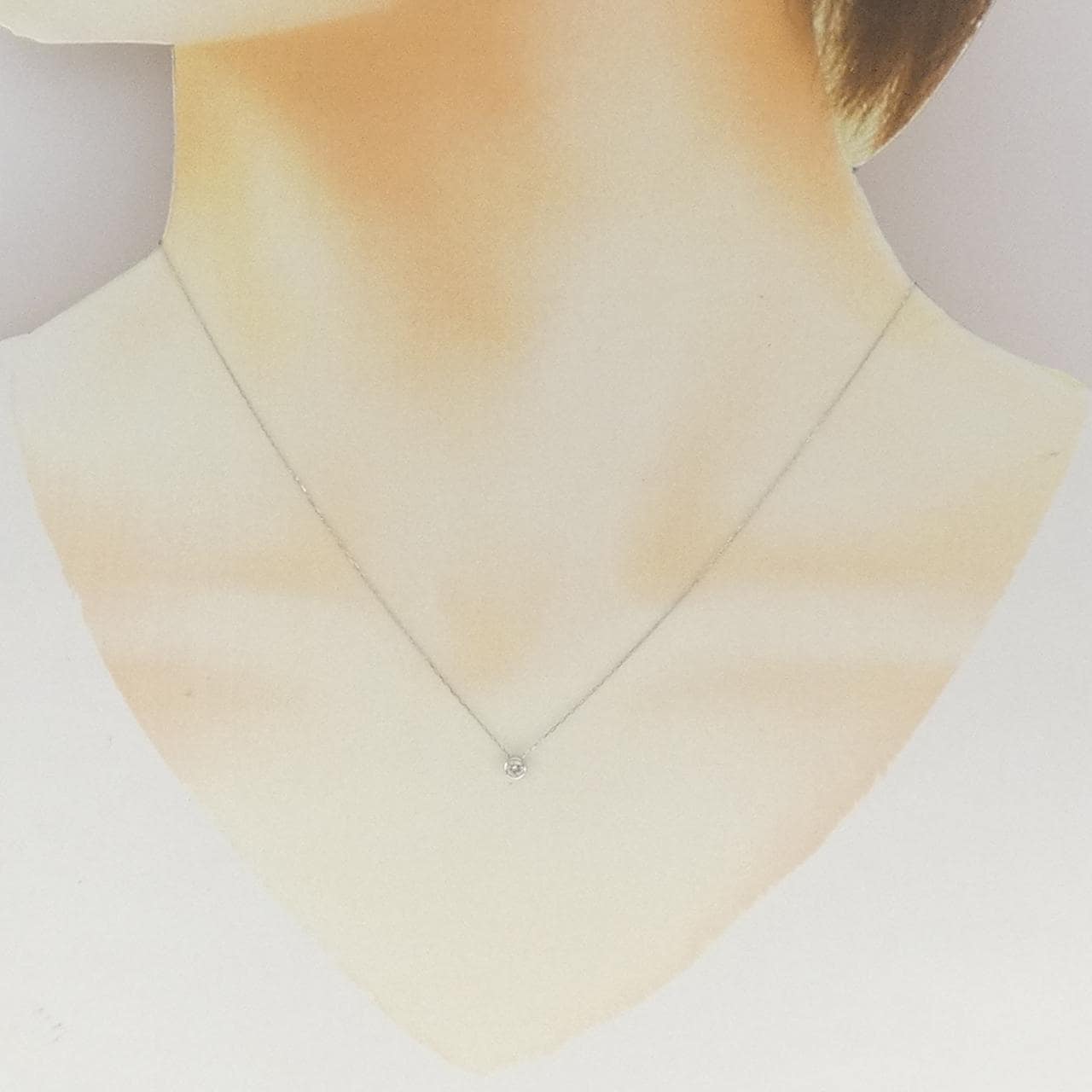 PT900/PT850 ソリティア ダイヤモンド ネックレス 0.08CT