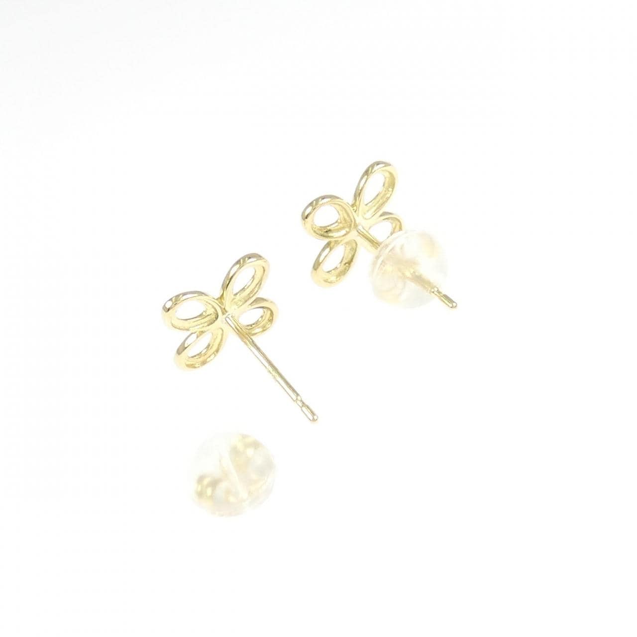 K18YG フラワー ダイヤモンド ピアス 0.04CT