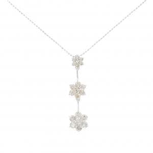 K18WG フラワー ダイヤモンド ネックレス 1.00CT