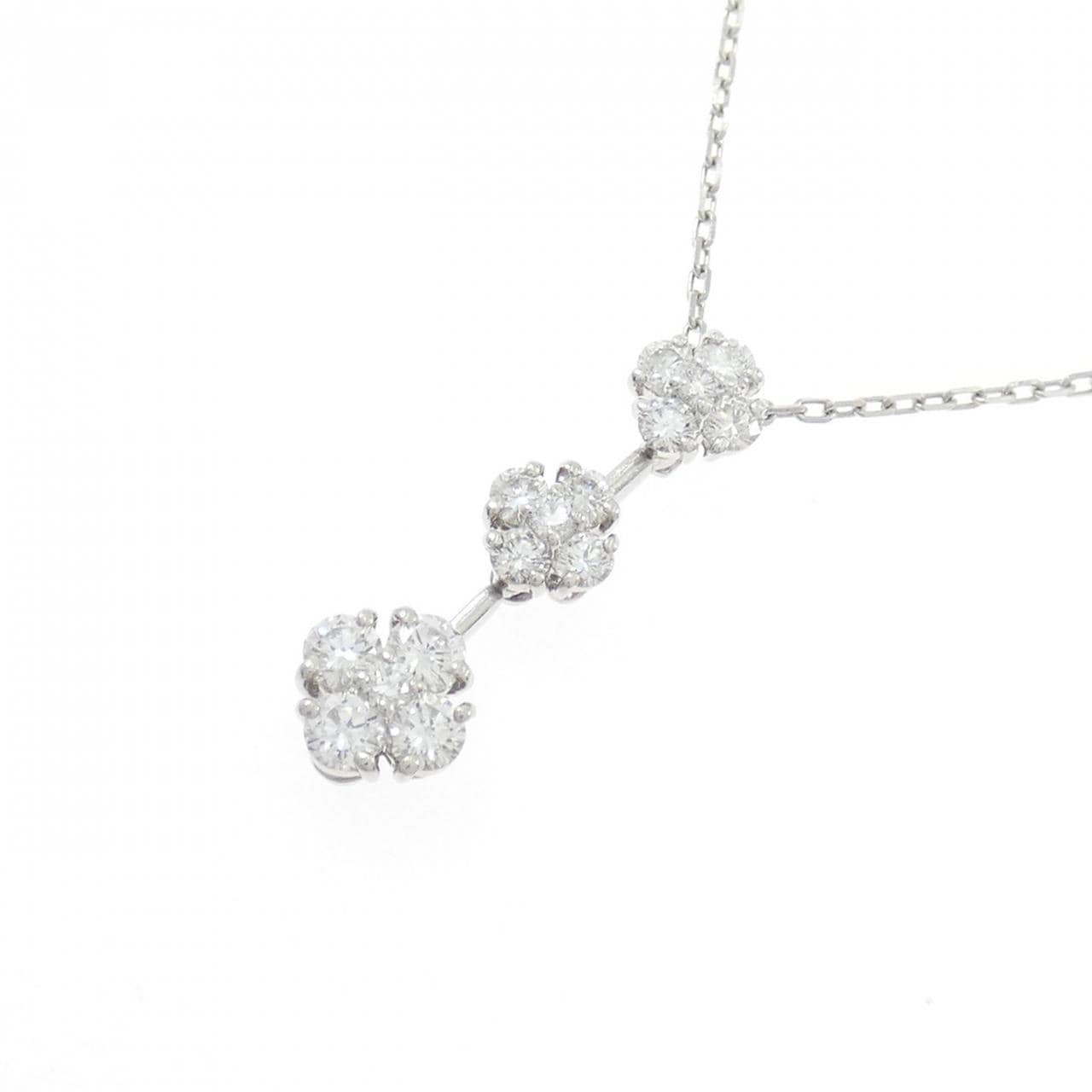 PT900/PT850 フラワー ダイヤモンド ネックレス 0.64CT