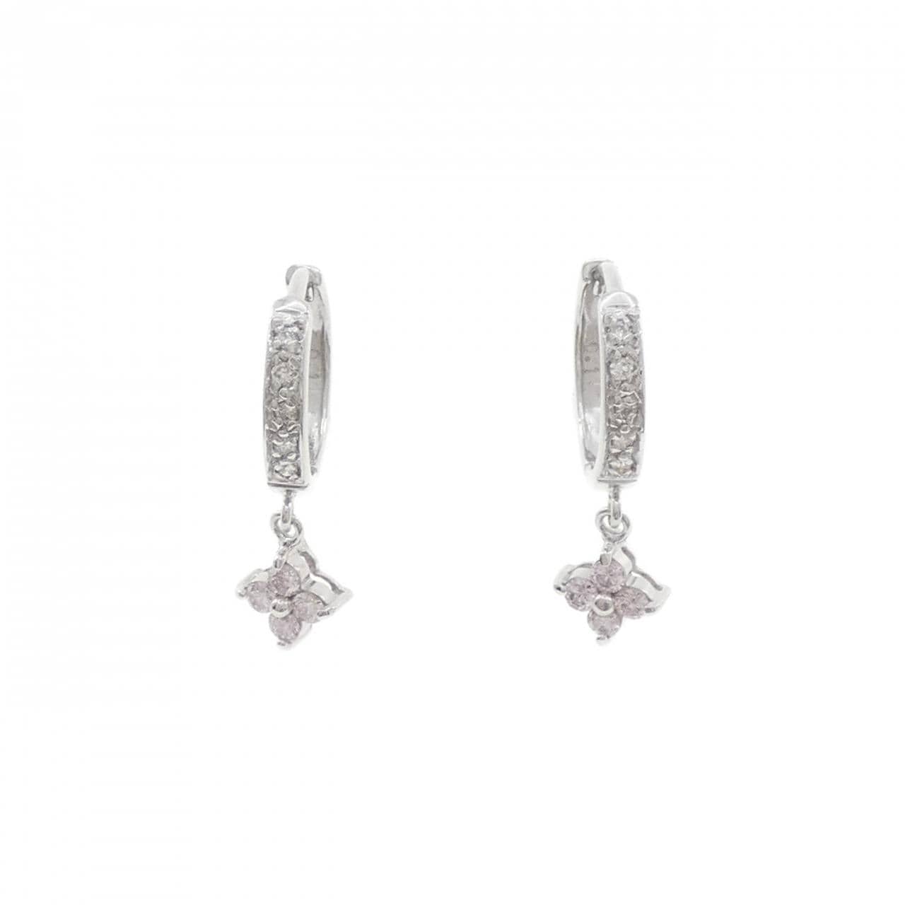 K14WG フラワー ダイヤモンド ピアス 0.22CT