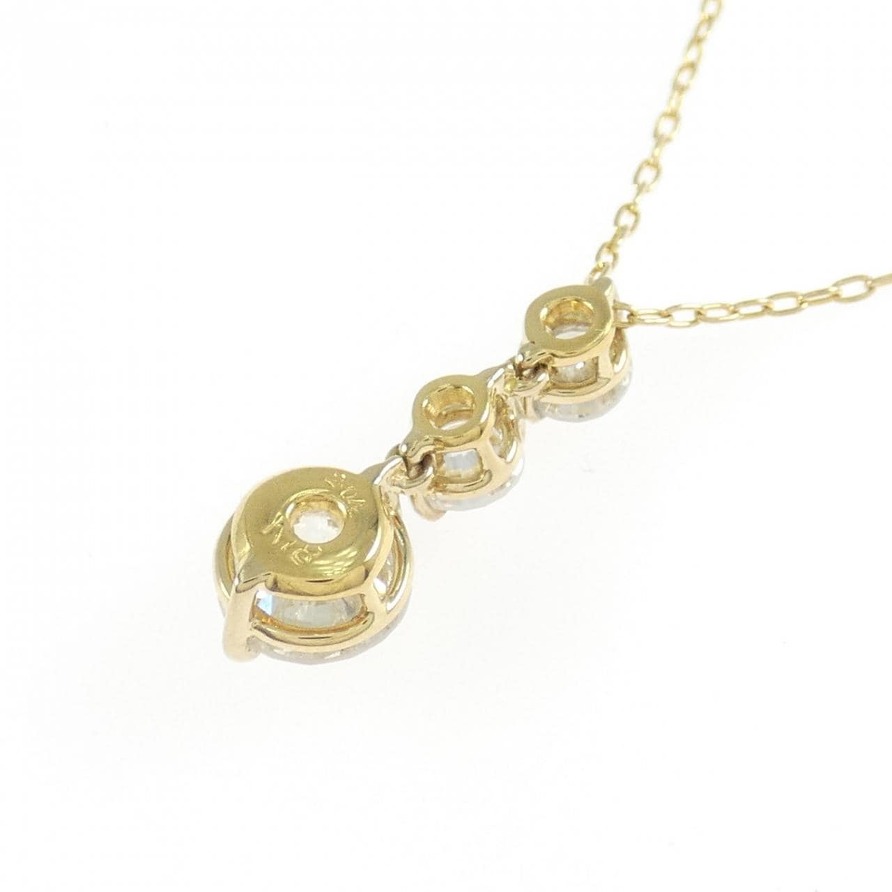 K18YG スリーストーン ダイヤモンド ネックレス 2.04CT