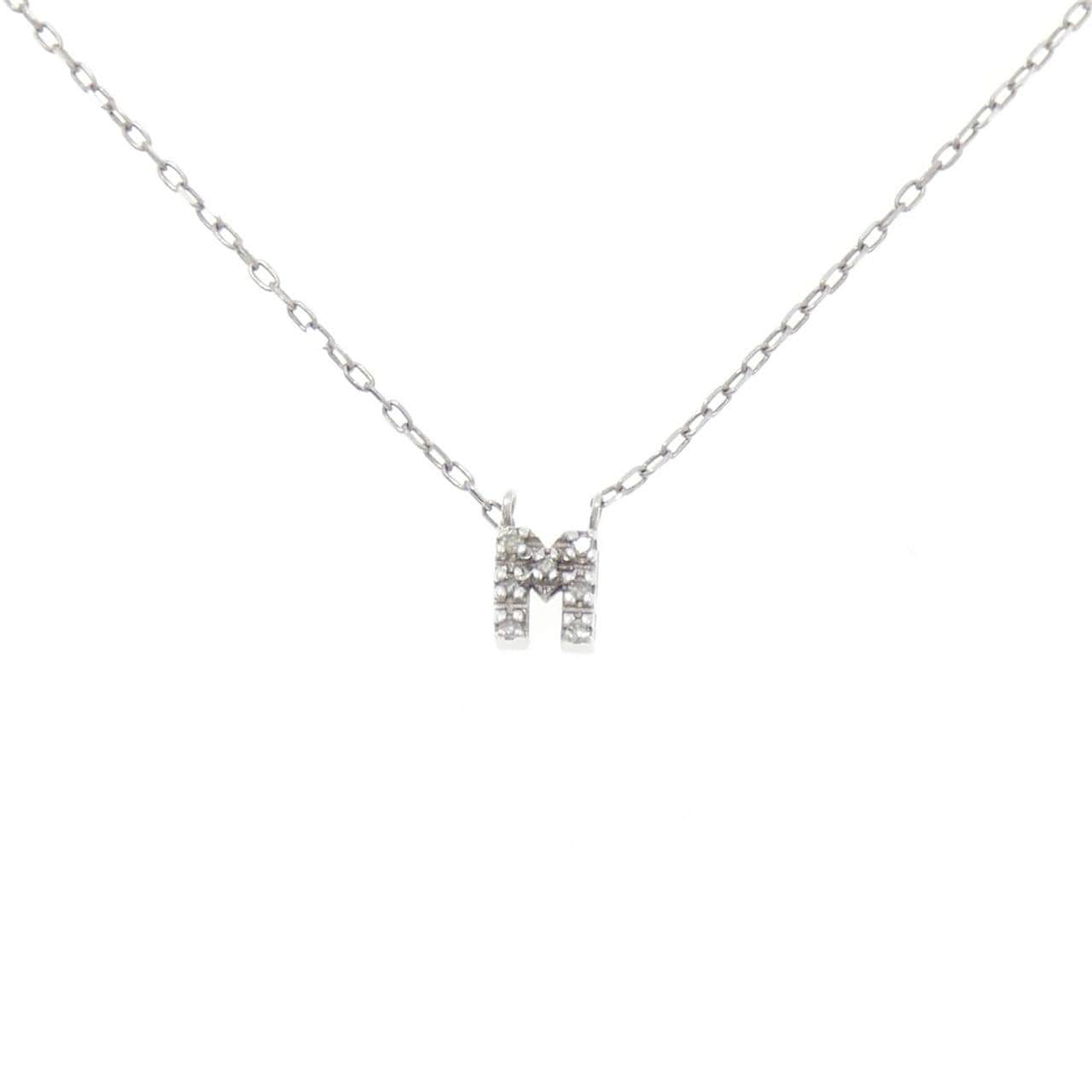 K10WG イニシャルM ダイヤモンド ネックレス 0.03CT