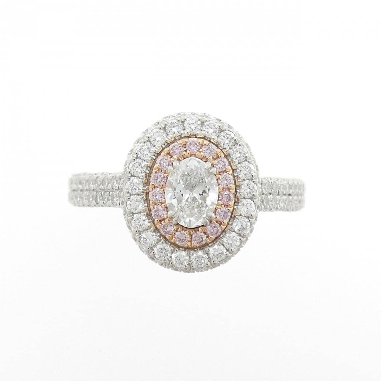 PT950/K18PG ダイヤモンド リング 0.300CT D VS2 オーバルカット