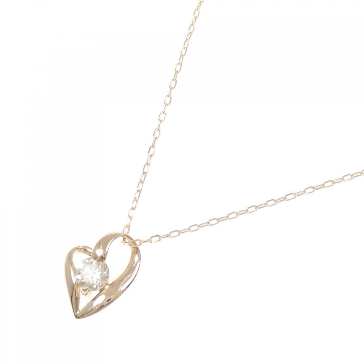K18PG ハート ダイヤモンド ネックレス 0.30CT