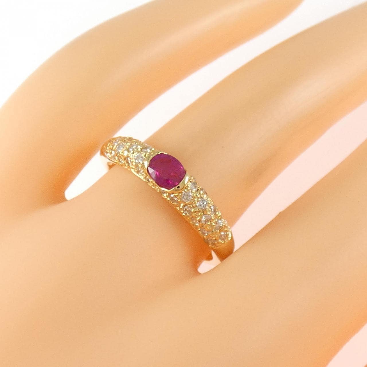 K18YG ルビー リング 0.38CT