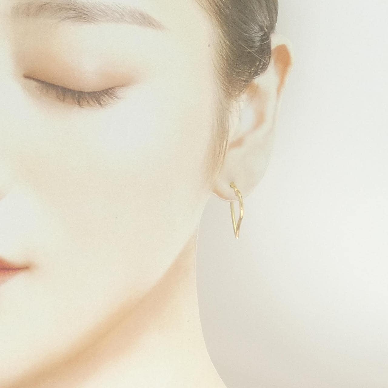 K18YG ハート フープ ピアス