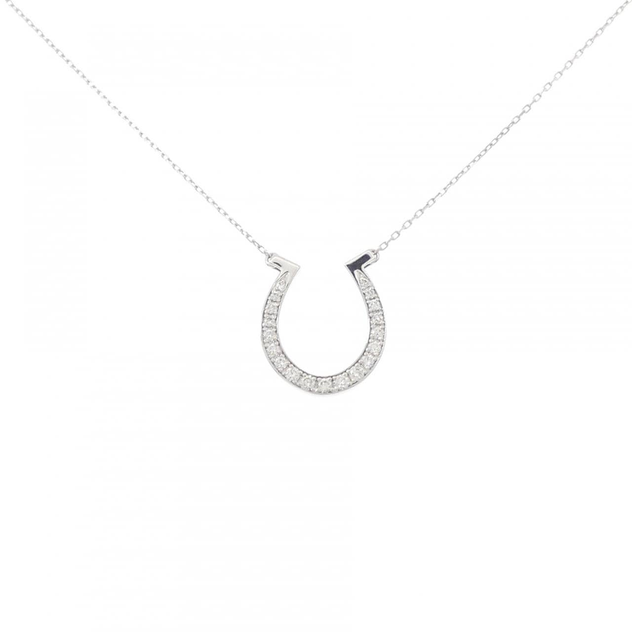K18WG ホースシュー ダイヤモンド ネックレス 0.366CT