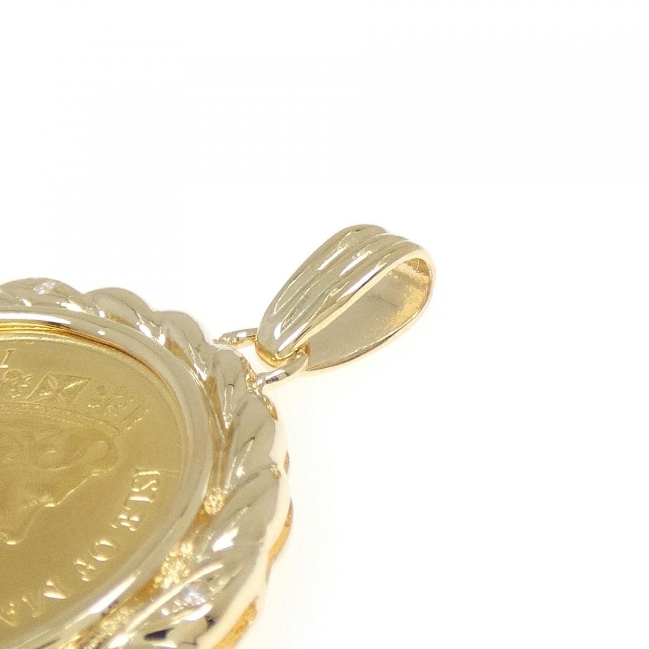 K18YG（框架）鑽石硬幣吊墜0.1CT