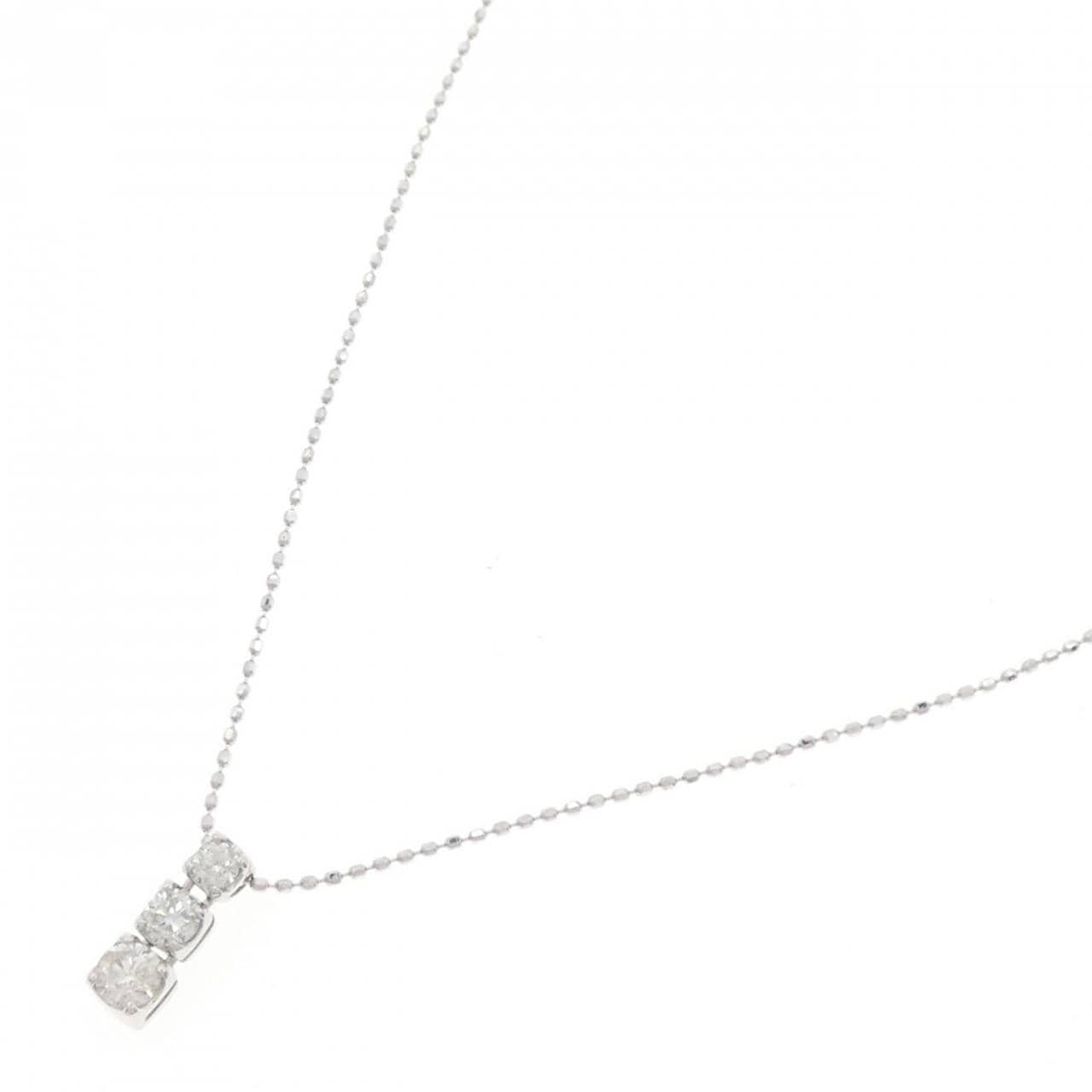 K18WG 三石鑽石項鍊 0.30CT