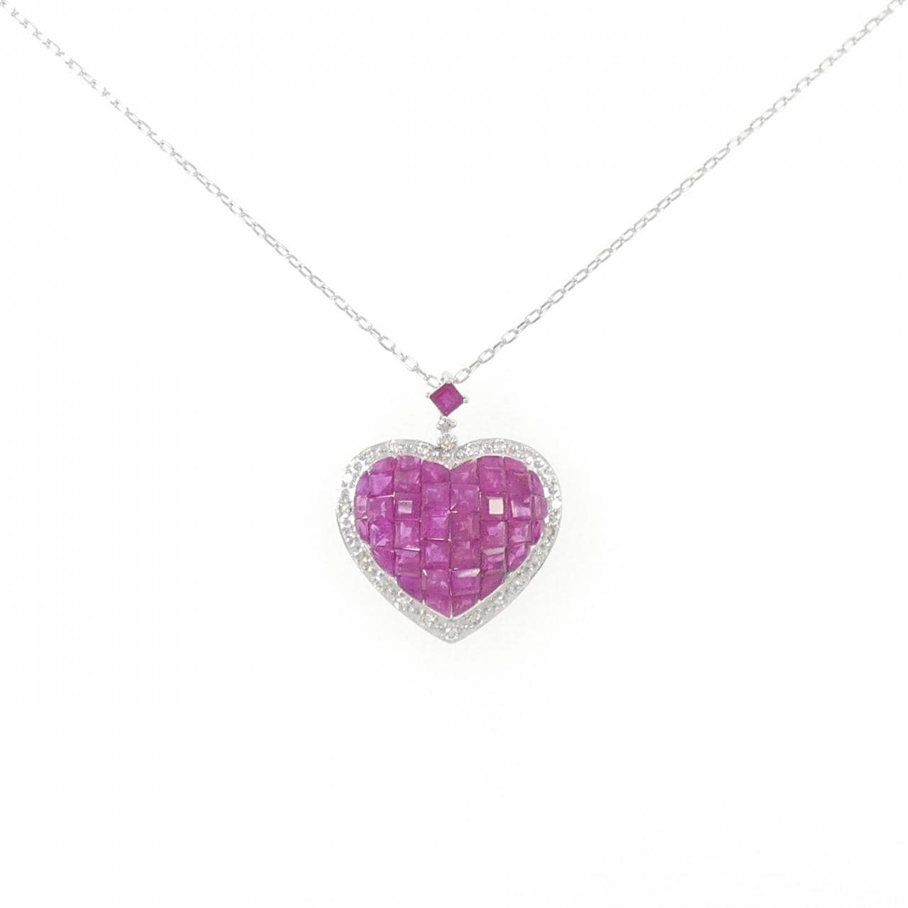 K18WG Heart Ruby Necklace 2.30CT