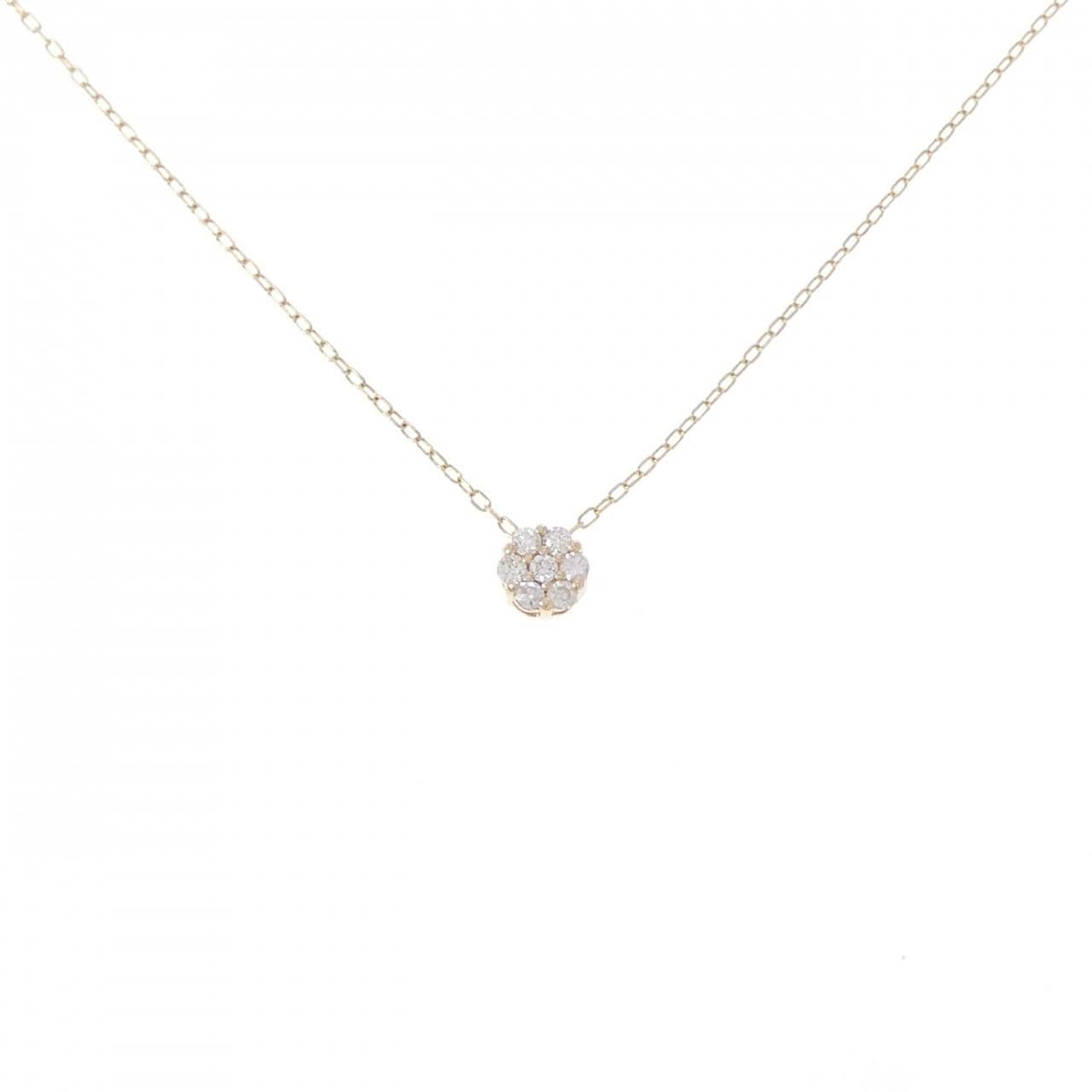 K10YG フラワー ダイヤモンド ネックレス 0.08CT
