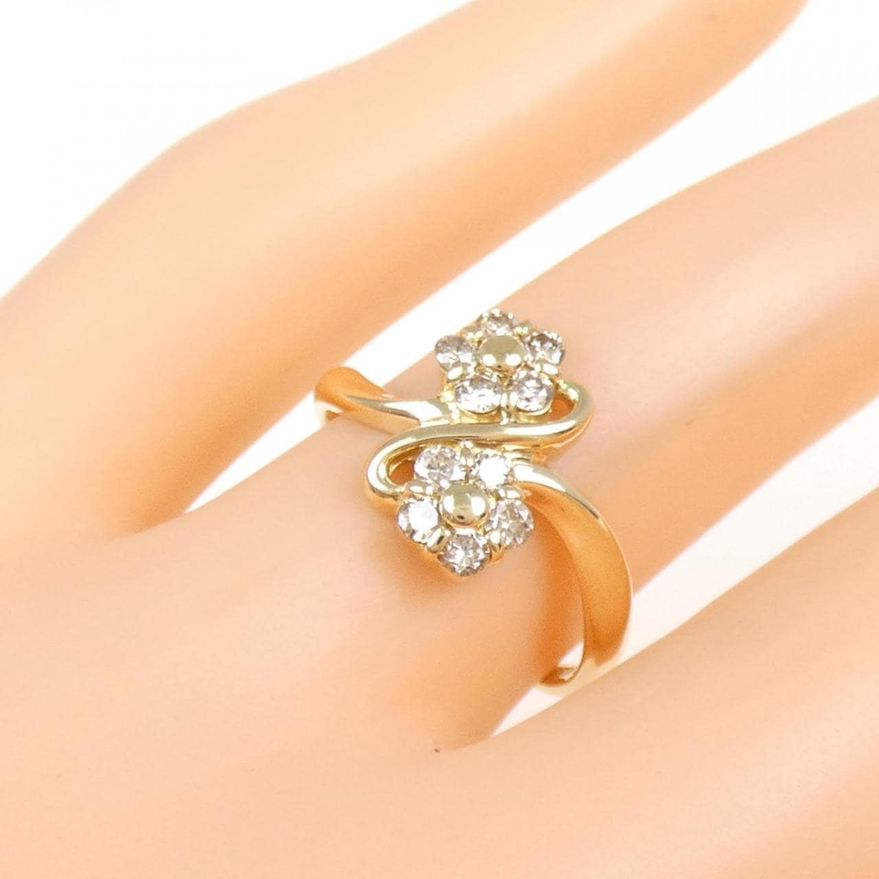 K18YG flower Diamond ring 0.30CT
