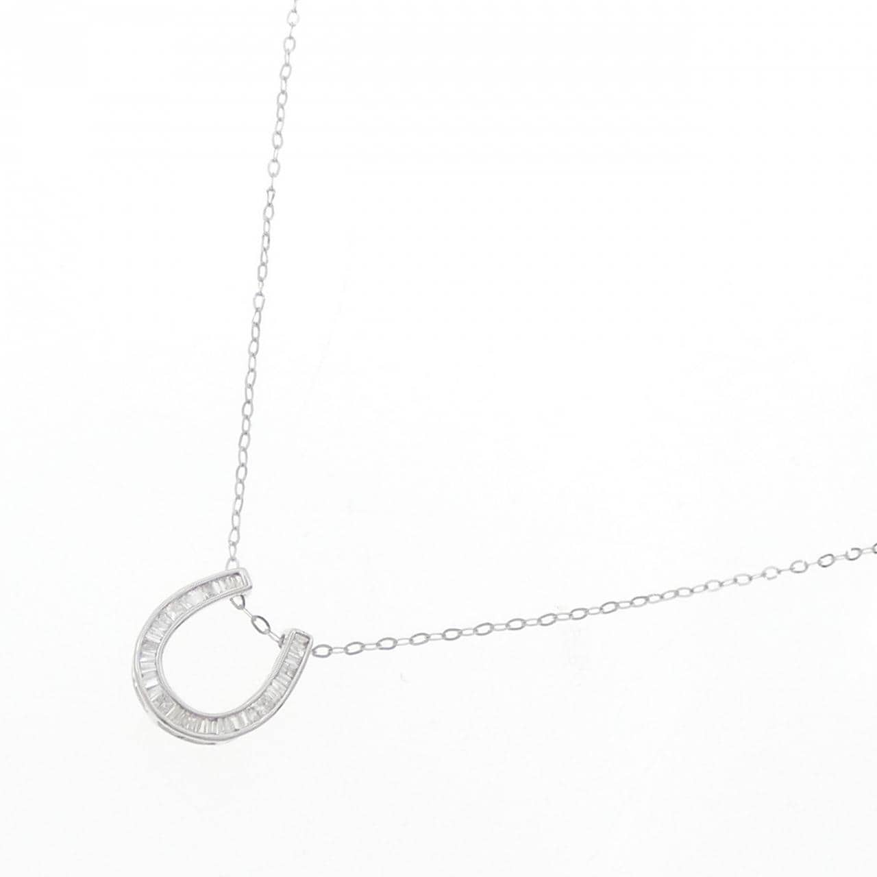 K18WG ホースシュー ダイヤモンド ネックレス 0.20CT