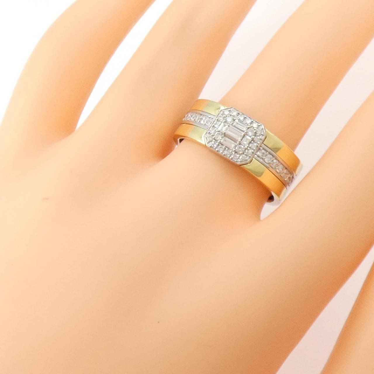 【新品】PT/K18YG ダイヤモンド リング 0.45CT