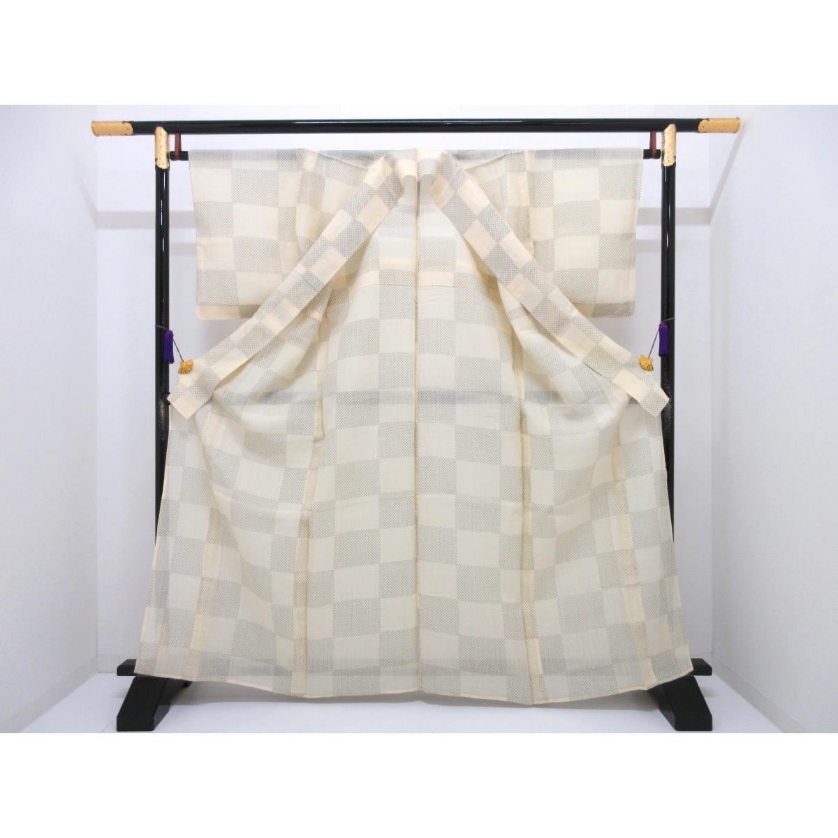 【未使用品】単衣　縮　身幅３Ｌ寸