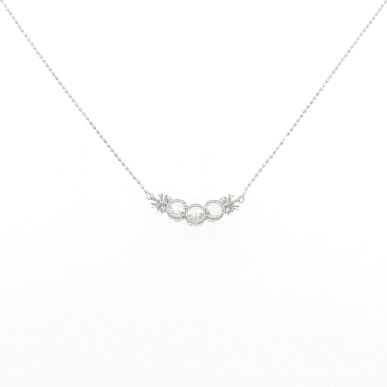 K18WG リボン ダイヤモンド ネックレス 0.30CT
