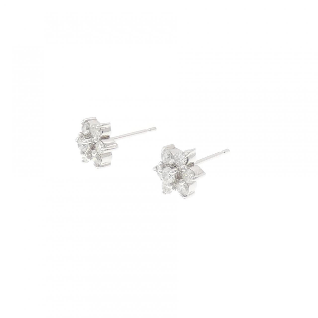 PT/K18WG フラワー ダイヤモンド ピアス 0.30CT