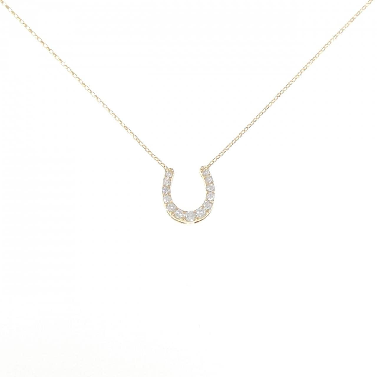 K18YG Horseshoe Diamond Necklace 0.19CT