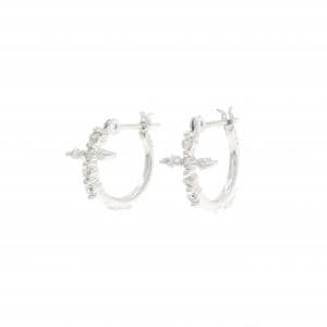 K18WG クロス ダイヤモンド ピアス 0.14CT