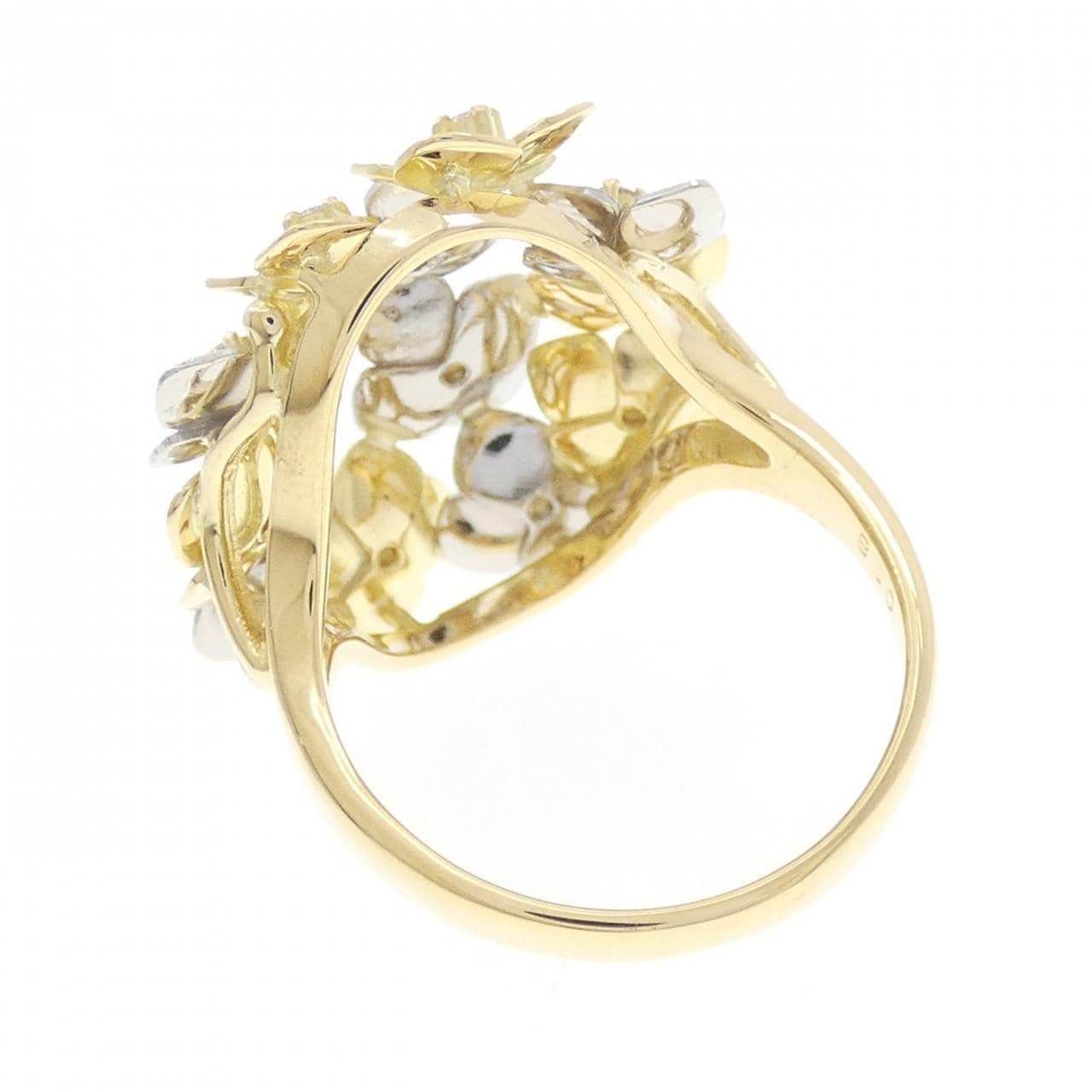 K18YG/PT900 フラワー ダイヤモンド リング 0.18CT