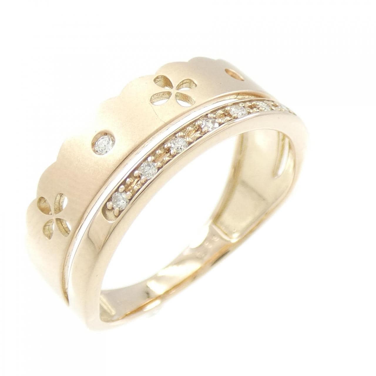 [BRAND NEW] K18PG Flower Diamond Ring 0.06CT