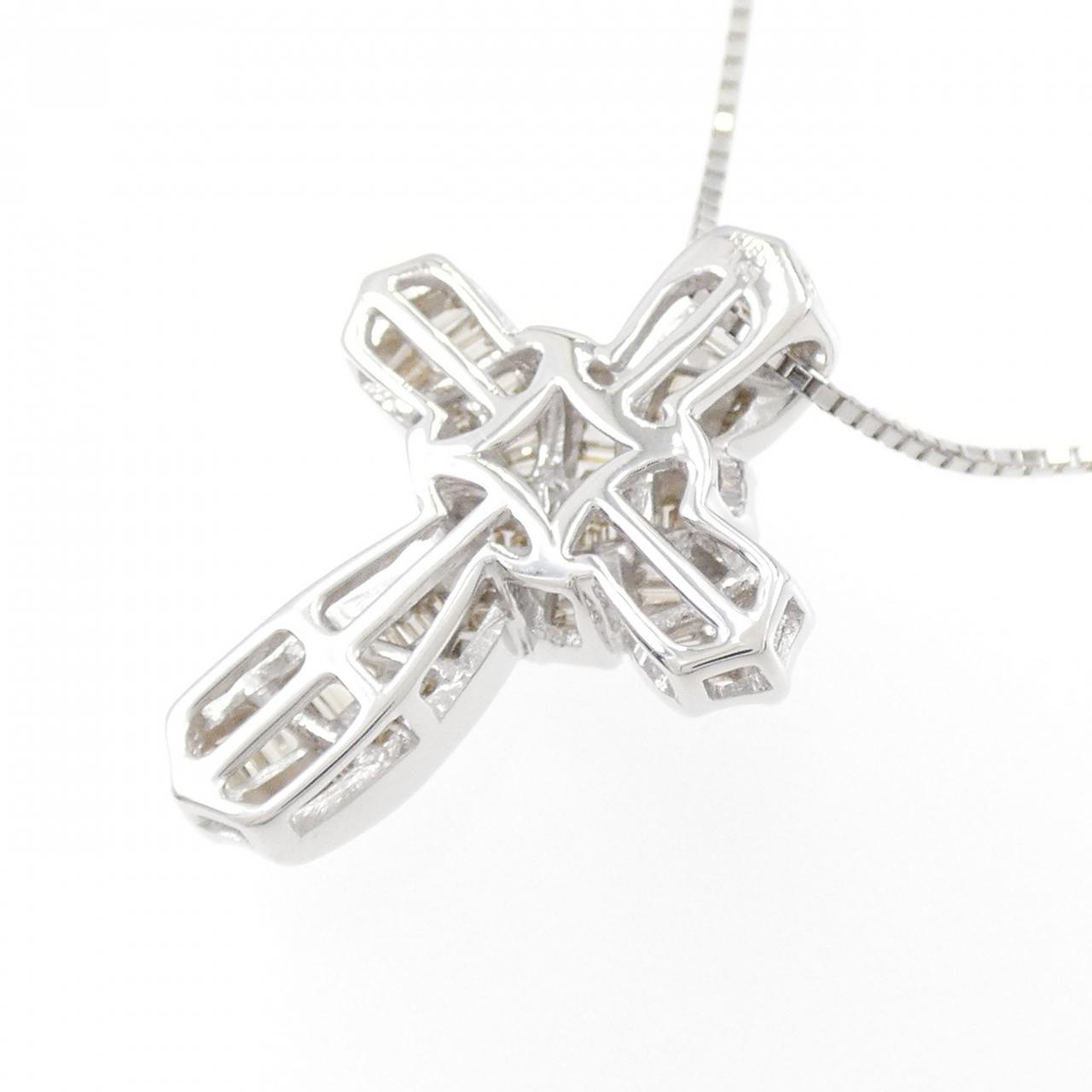 K18WG クロス ダイヤモンド ネックレス 0.65CT
