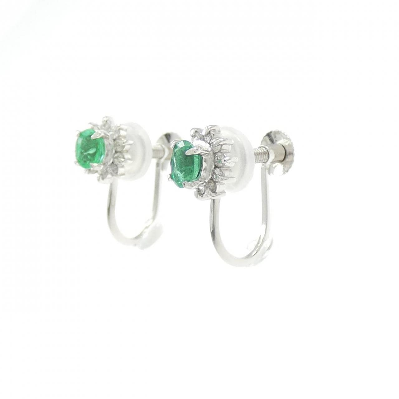PT900 エメラルド イヤリング 0.32CT