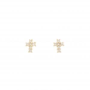 K18YG クロス ダイヤモンド ピアス 0.10CT