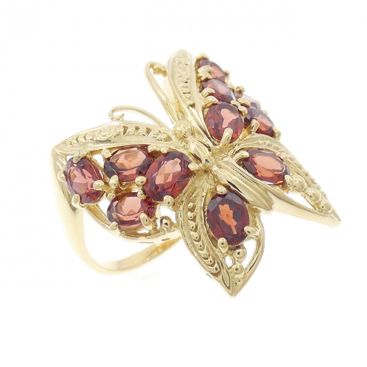 K18YG バタフライ ガーネット リング 2.00CT