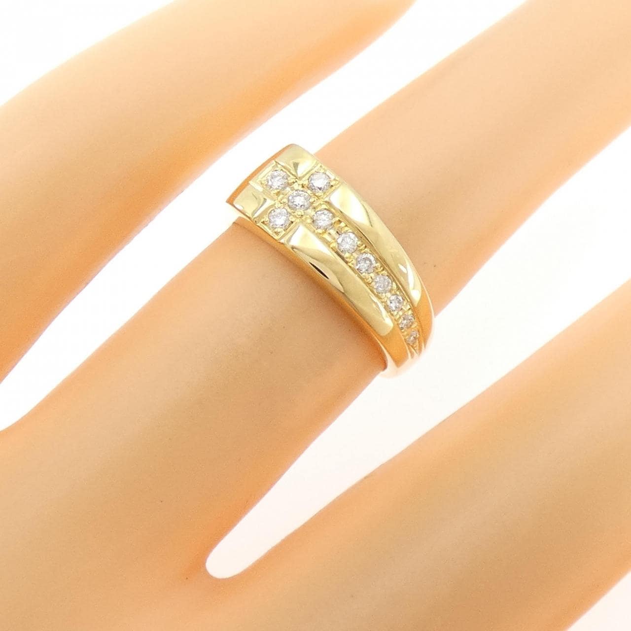 K18YG クロス ダイヤモンド リング 0.12CT