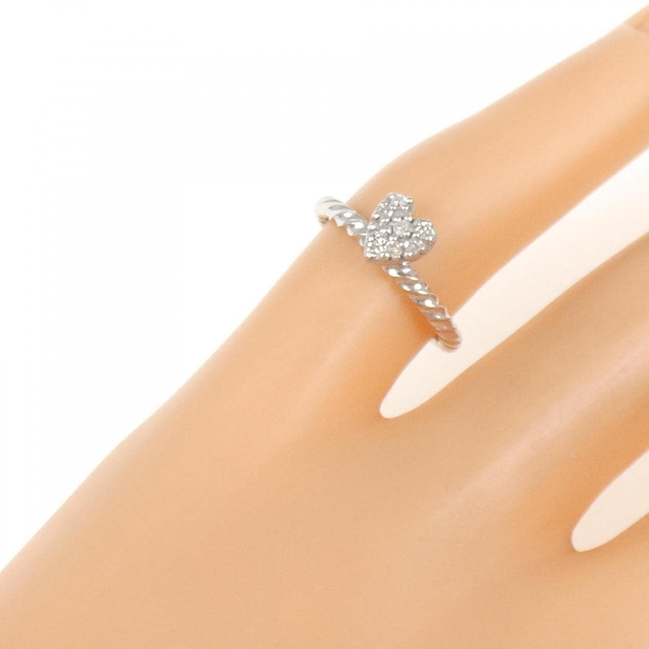 K14WG ハート ダイヤモンド リング