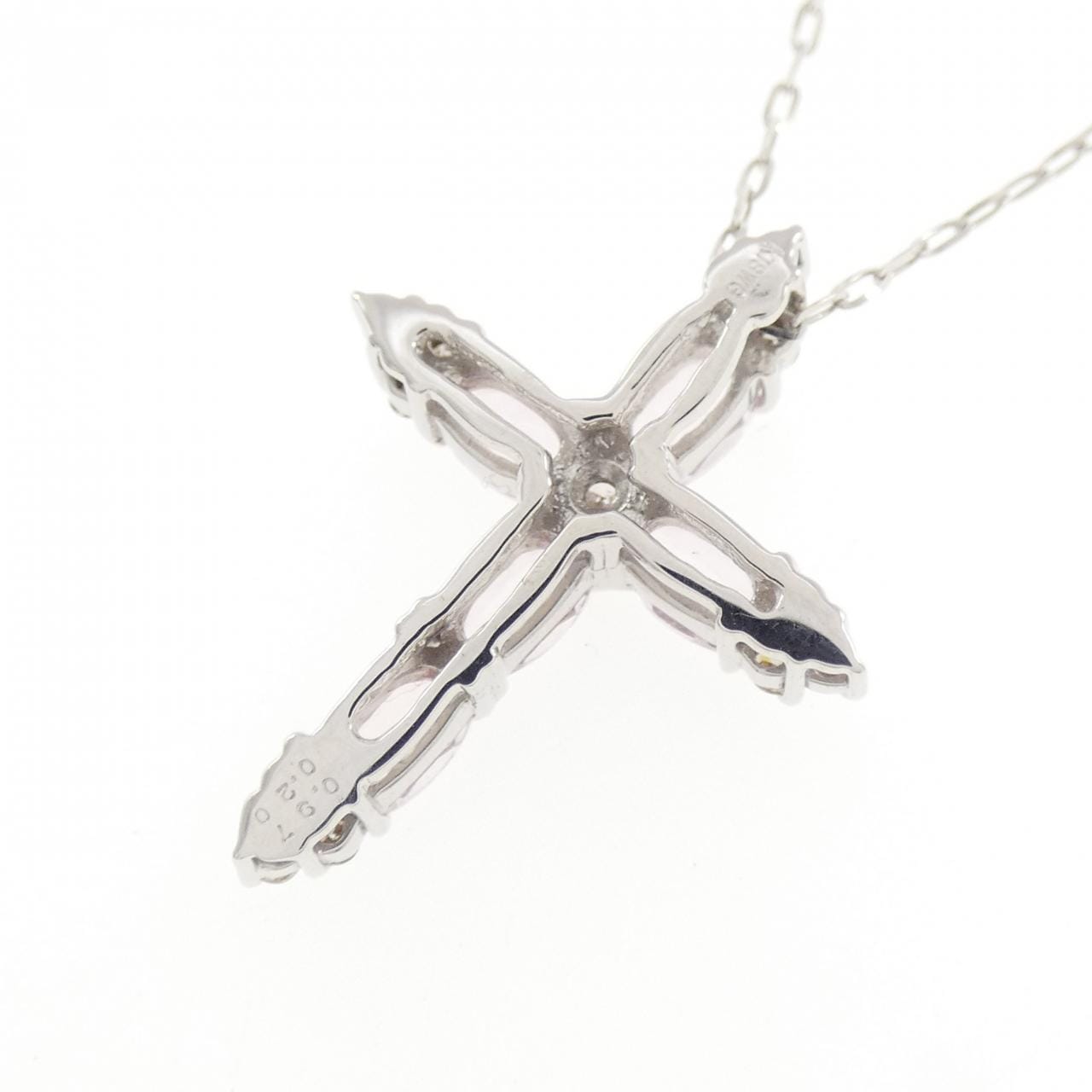 K18WG クロス モルガナイト ネックレス 0.97CT