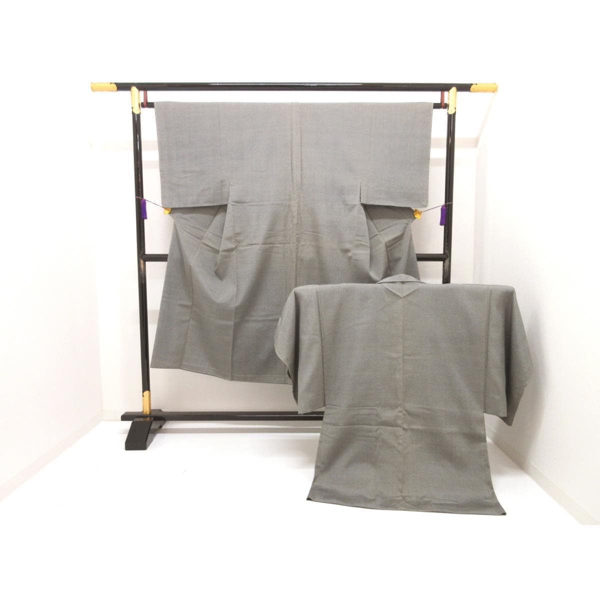 【未使用品】男物　お召織　きもの・羽織　２点セット