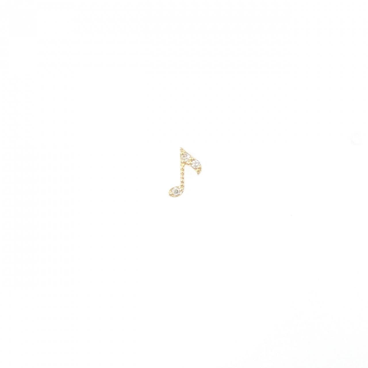【新品】K18YG音符鑽石耳環单耳0.01CT