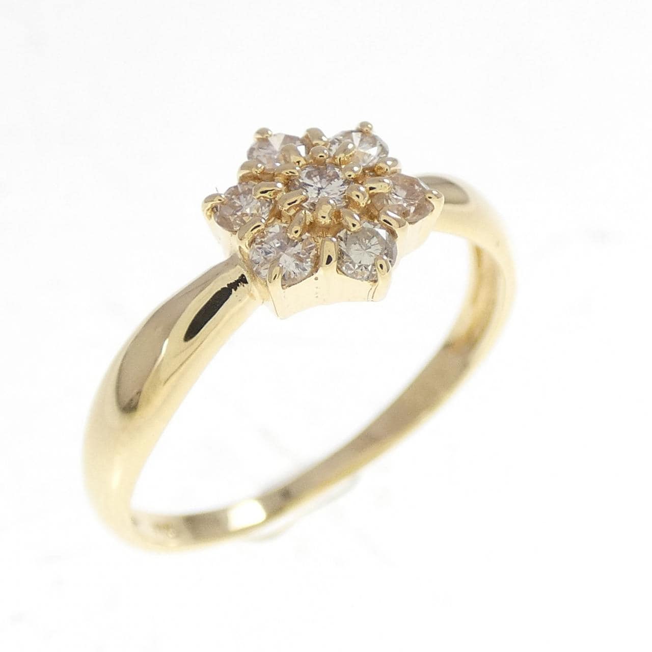 K18YG フラワー ダイヤモンド リング 0.23CT