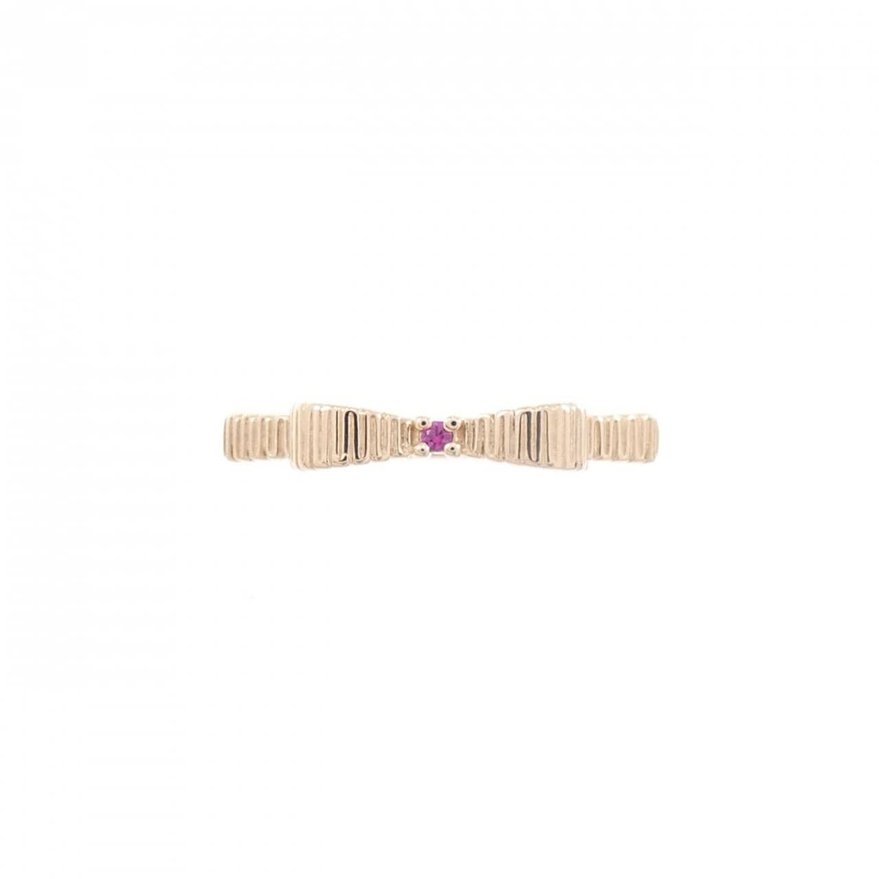 K10PG リボン ルビー ピンキーリング