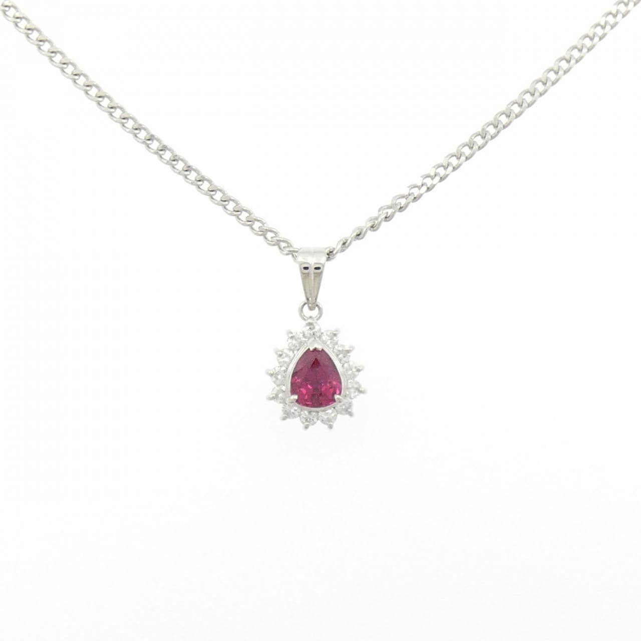 PT900/PT850 ルビー ネックレス 0.71CT