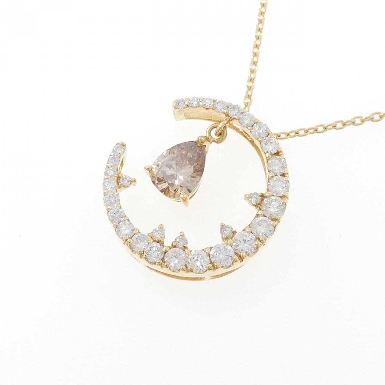 K18YG Moon Diamond Necklace 0.50CT