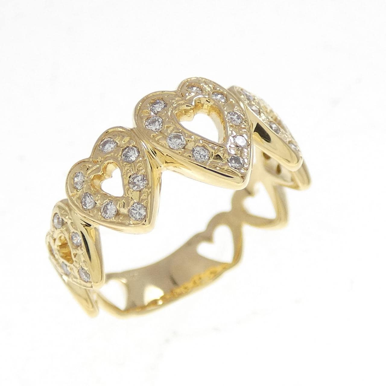 K18YG ハート ダイヤモンド リング