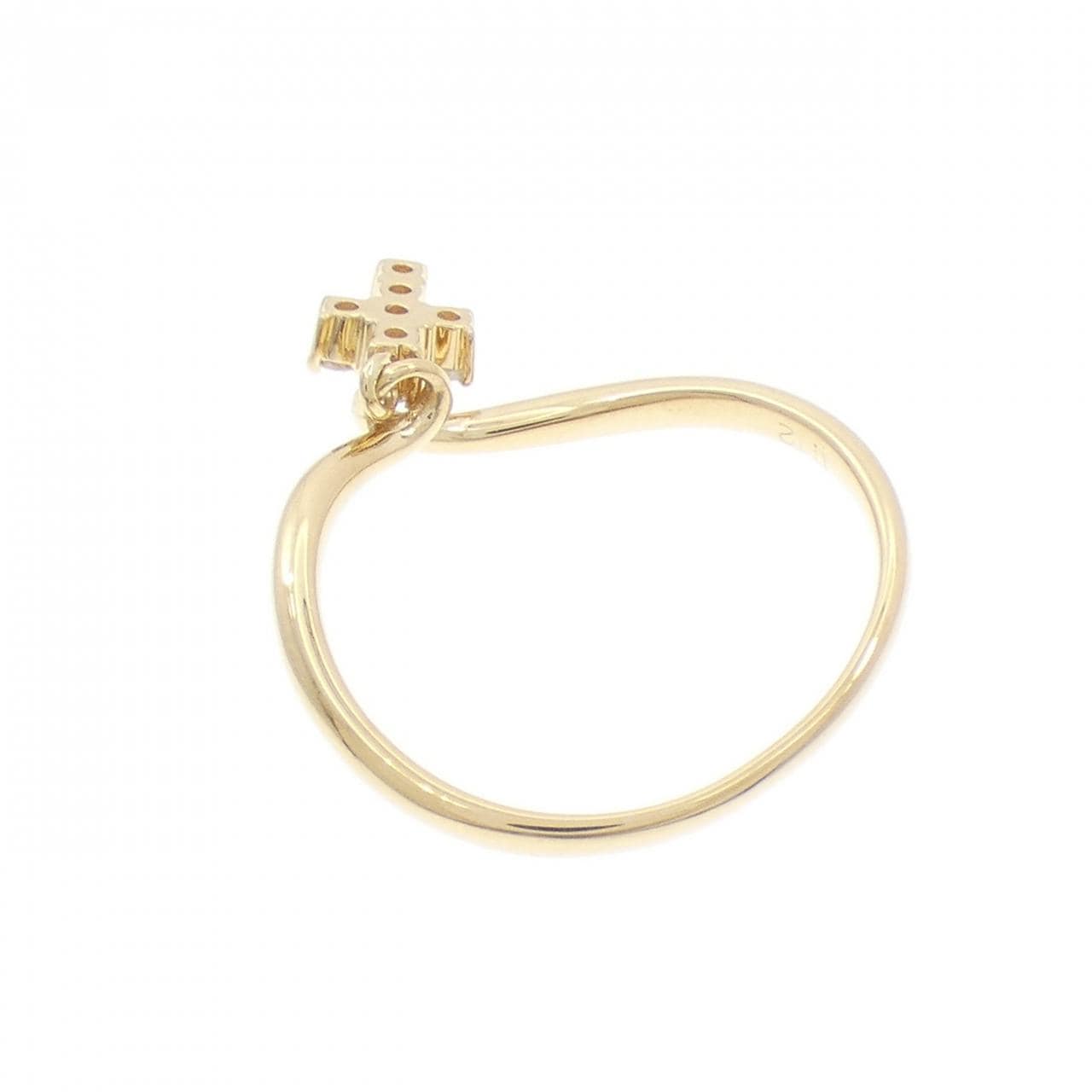 K18YG クロス ダイヤモンド リング 0.12CT